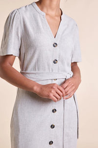 Kleid Button Through Linen Dress, Natural