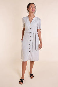 Kleid Button Through Linen Dress, Natural