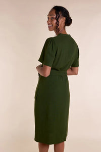 Kleid Button Through Linen Dress, Seaweed