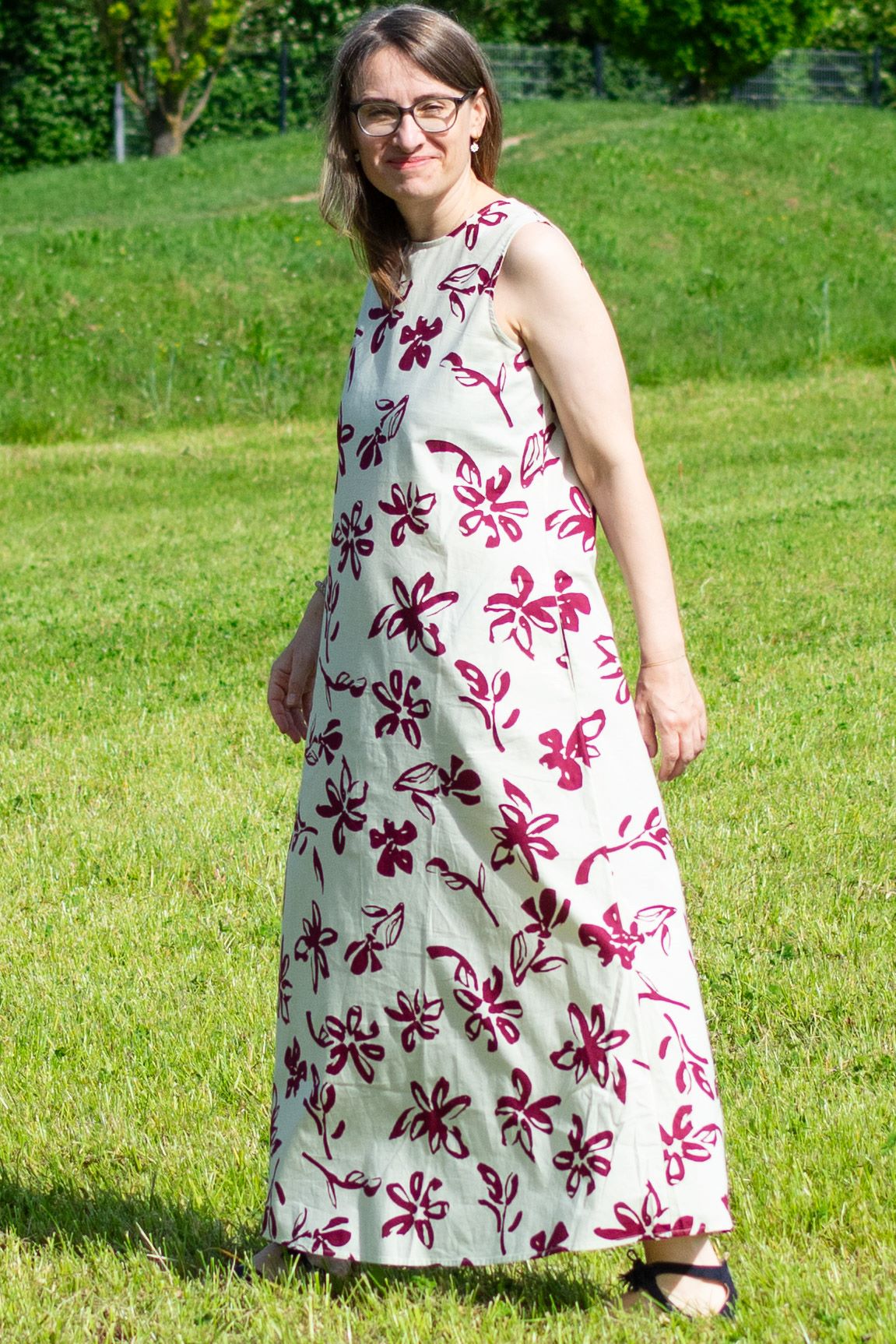 Maxikleid Cotton Poplin Dress, Rosewood