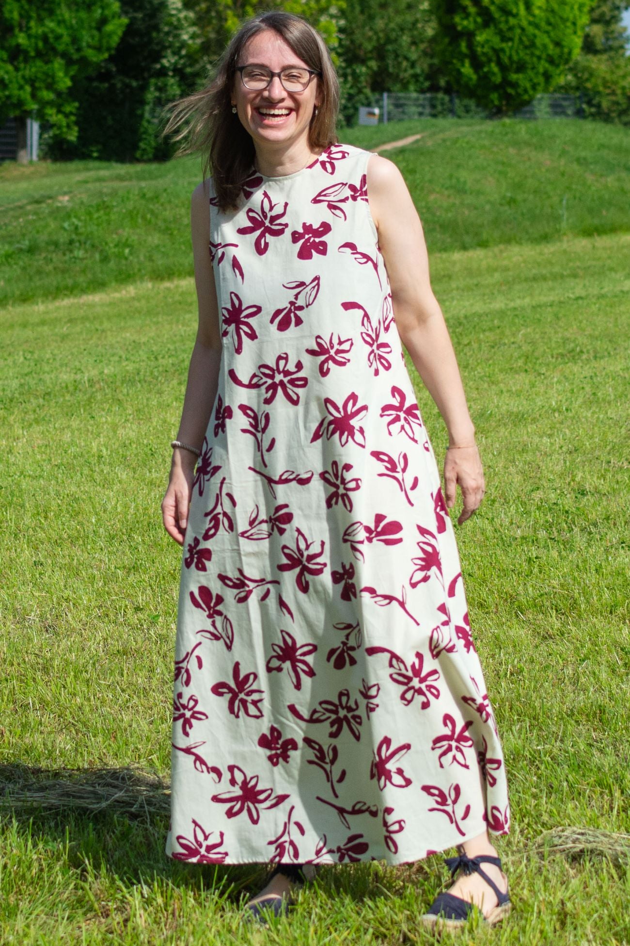 Maxikleid Cotton Poplin Dress, Rosewood