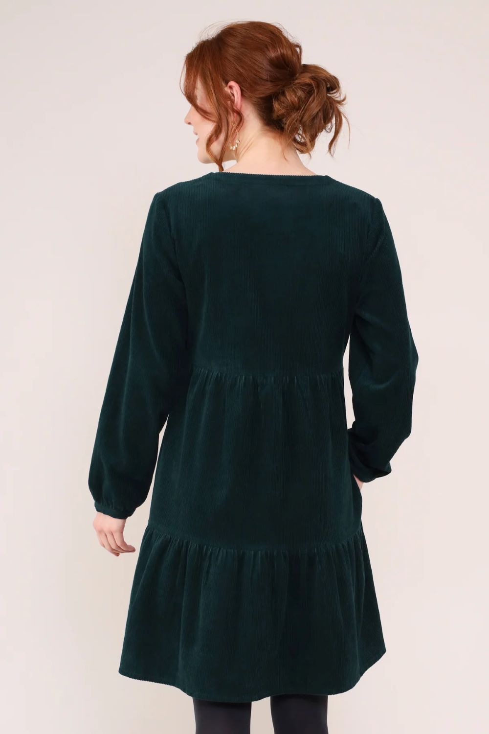 Tiered Kord-Tunika, Bottle Green