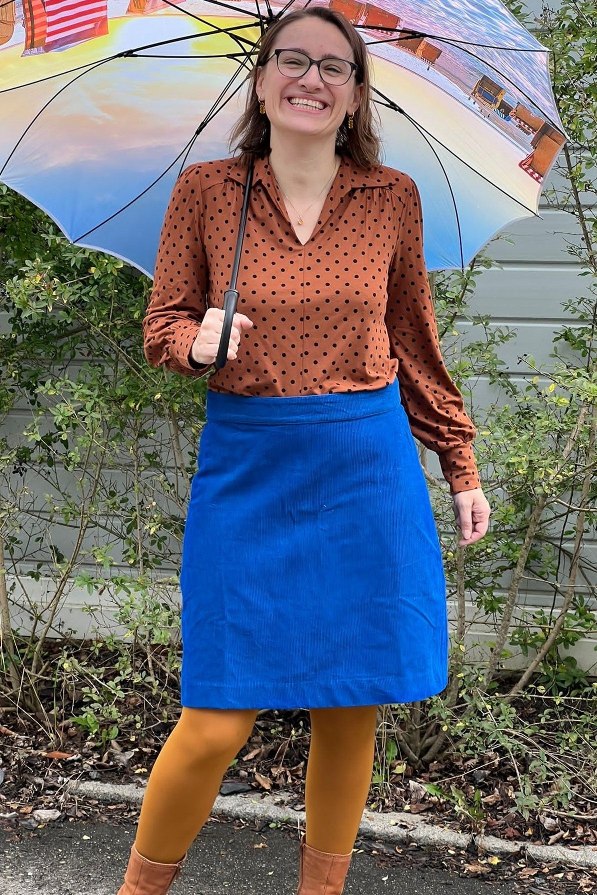 Danelondon Cord Skirt, Blue