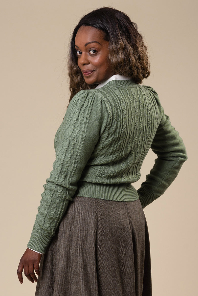 The Ice Skater Cardigan, Sage Green