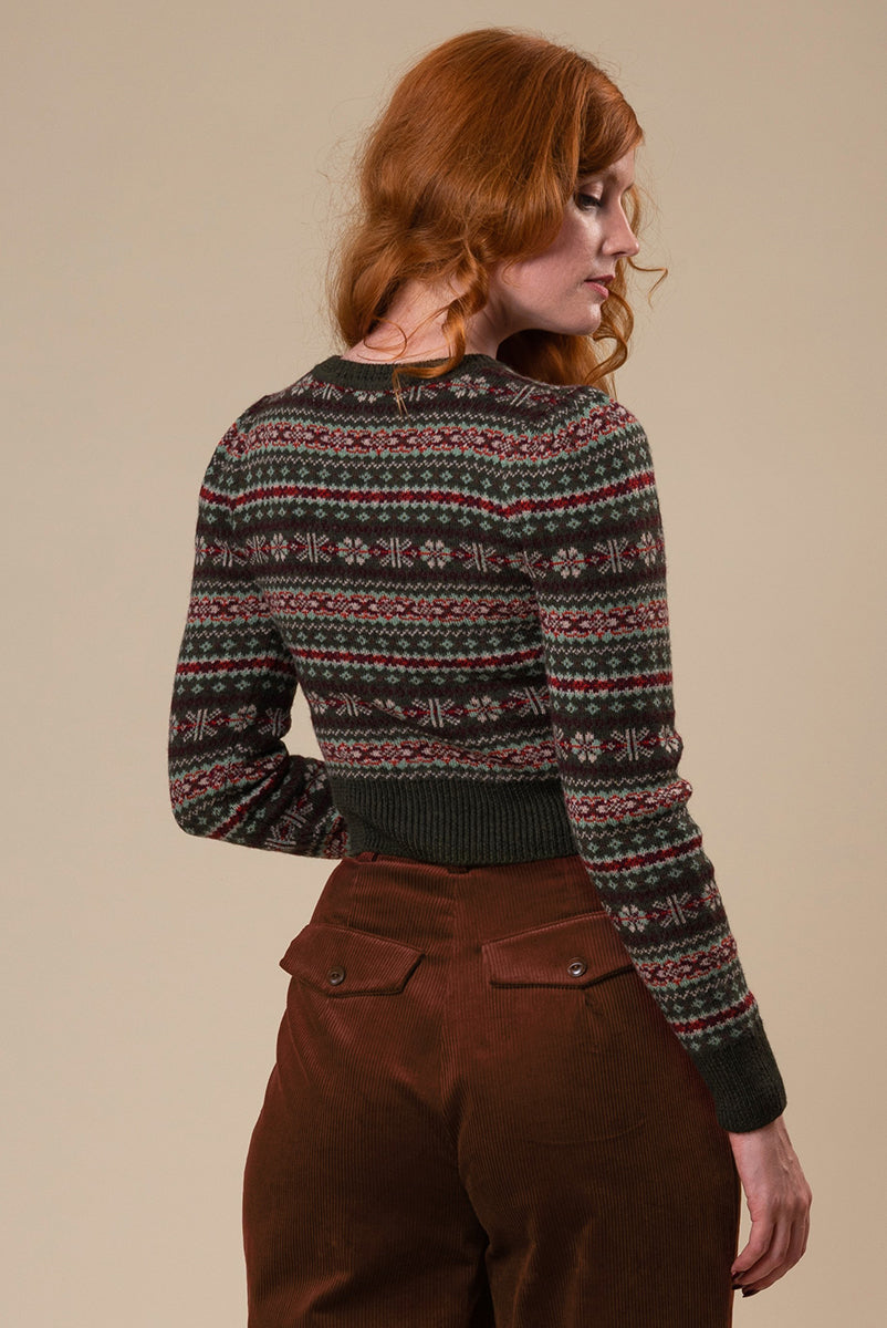 The Fair-est Cardigan, Pine Green