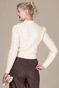 The Ice Skater Sweater, Cream Cashmere Blend