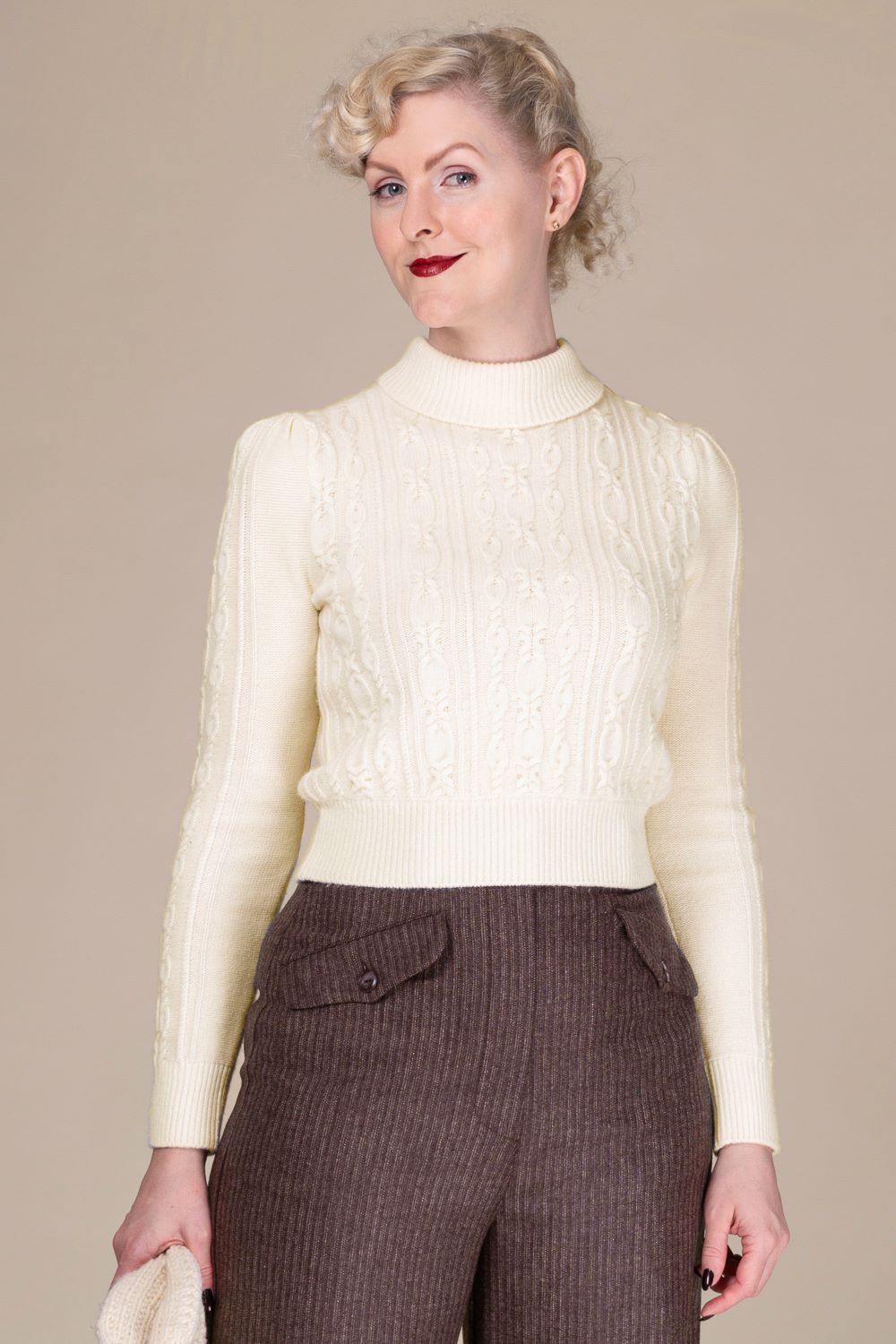 The Ice Skater Sweater, Cream Cashmere Blend