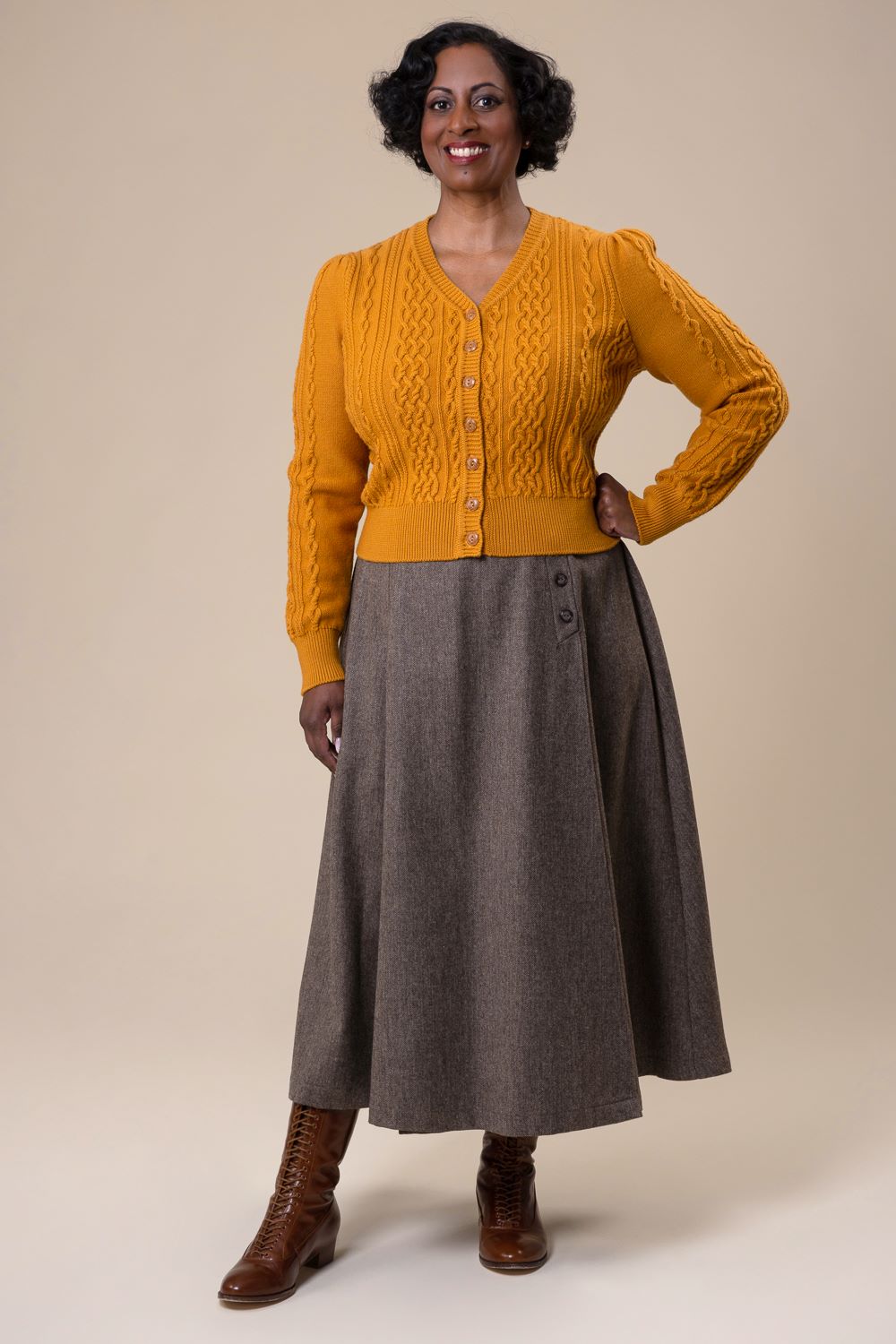 The Ice Breaker Cardigan, Mustard