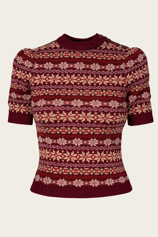 The Fairest Knit Top, Maroon Mélange Wool
