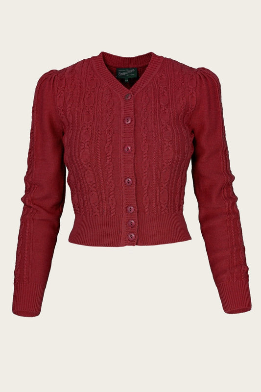 The Ice Skater Cardigan, Pomegranate Wool