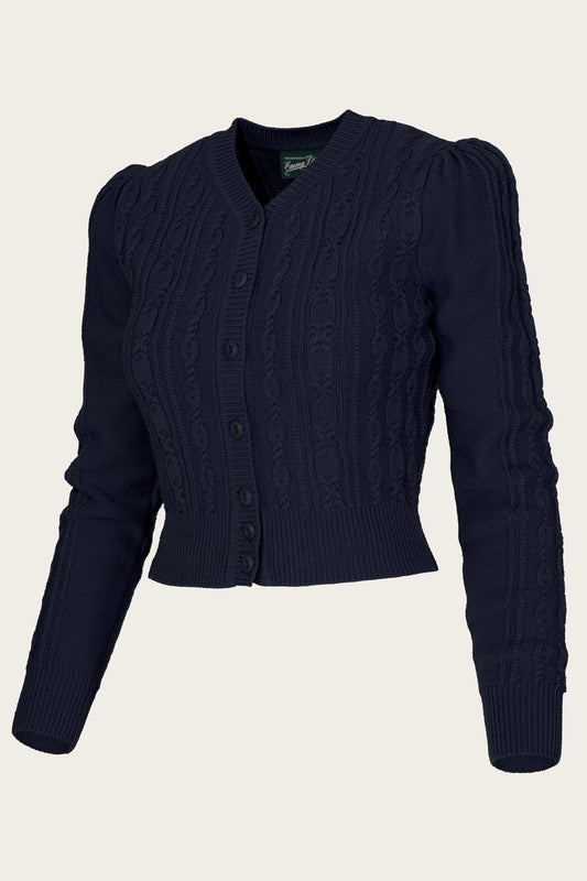 The Ice Skater Cardigan, Navy Mélange Wool