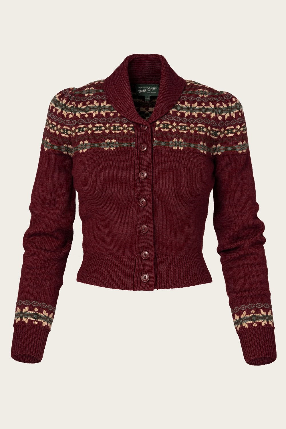 The Fair Isle Knit Jacket, Maroon Mélange Wool