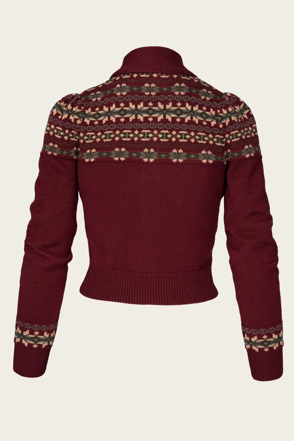 The Fair Isle Knit Jacket, Maroon Mélange Wool