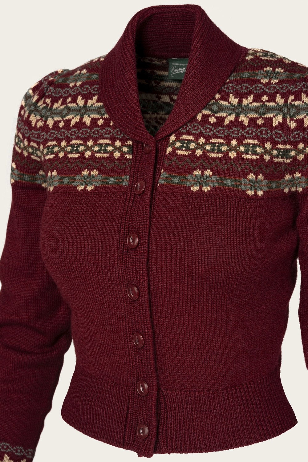 The Fair Isle Knit Jacket, Maroon Mélange Wool
