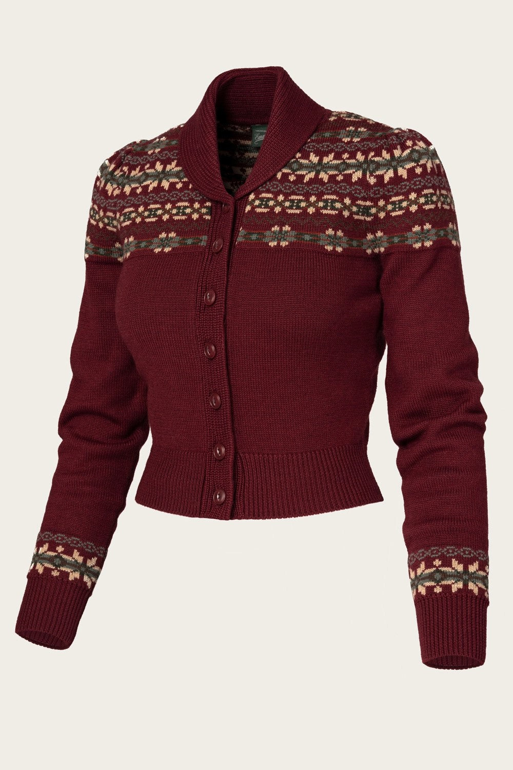 The Fair Isle Knit Jacket, Maroon Mélange Wool