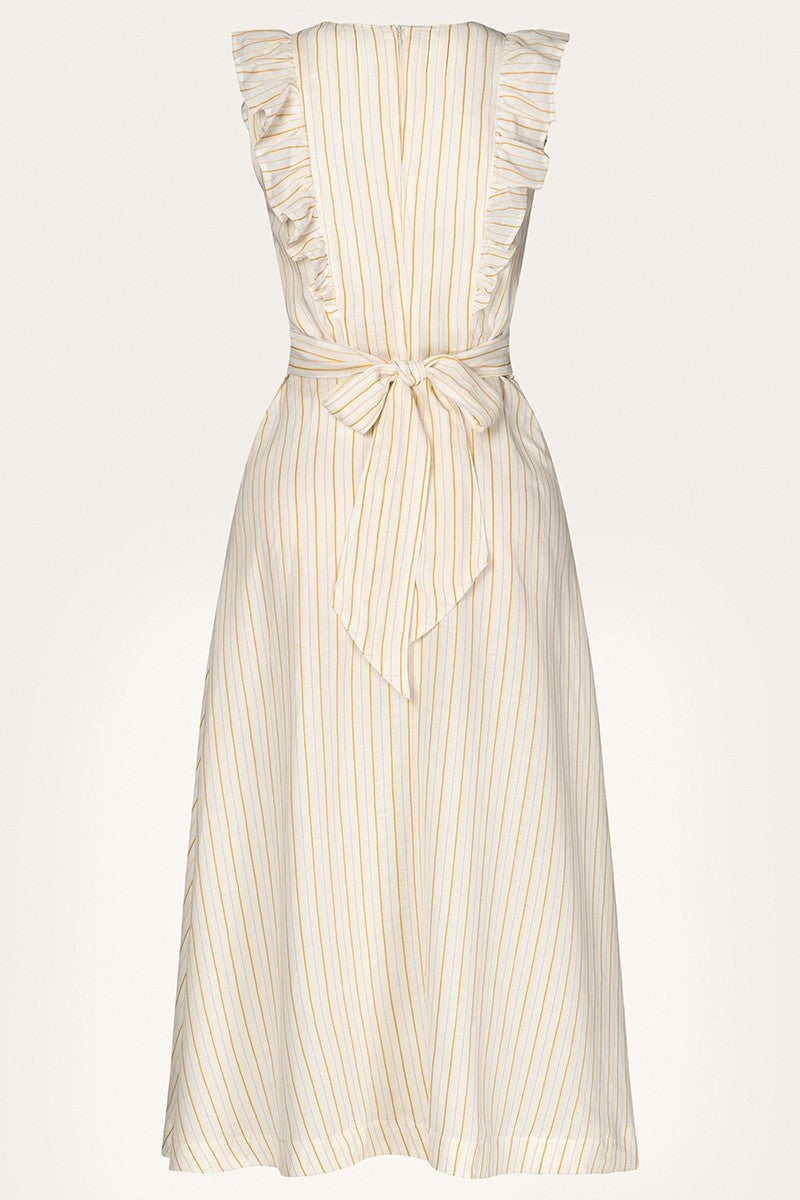 Karin's Picnic Dress, White & Yellow Stripe