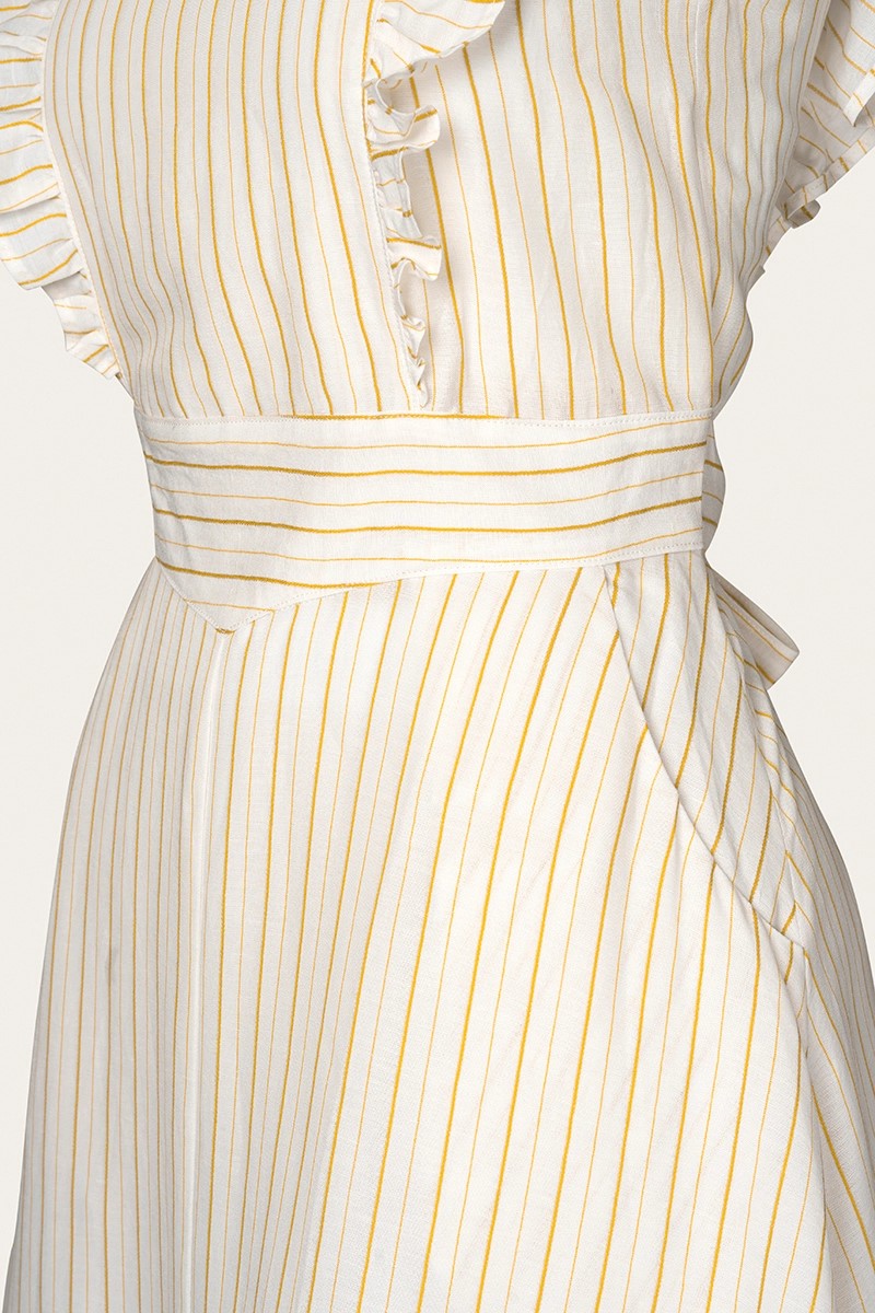 Karin's Picnic Dress, White & Yellow Stripe