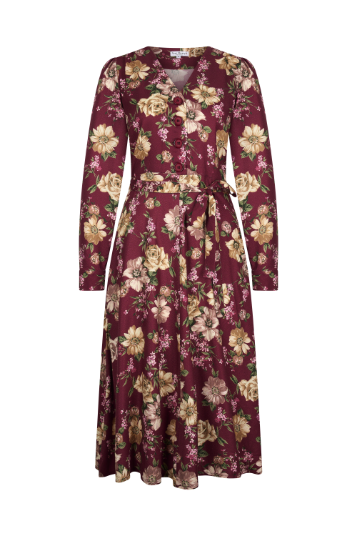 Magnolia Dress Crepe, Renoir Burgundy