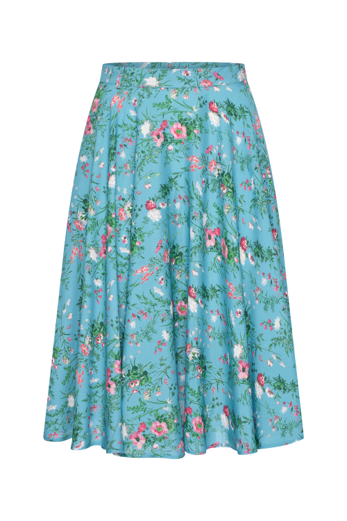 Circle Skirt Fieldbouquet, Blau