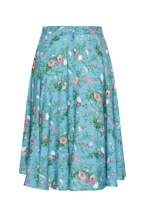 Circle Skirt Fieldbouquet, Blau