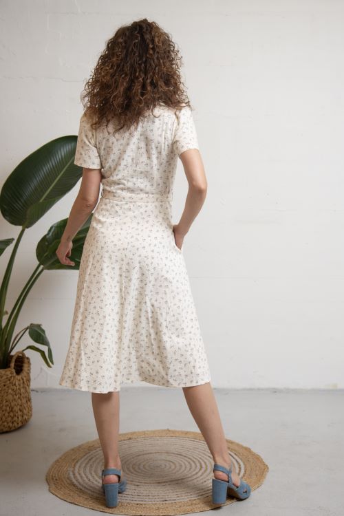 Magnolia Dress Cotton Bouquet Red, Ecru