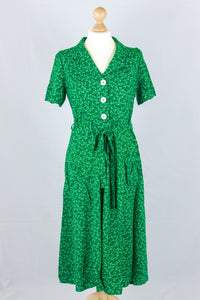Revers Dress Midi Kamille Green, Bloemen