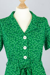 Revers Dress Midi Kamille Green, Bloemen