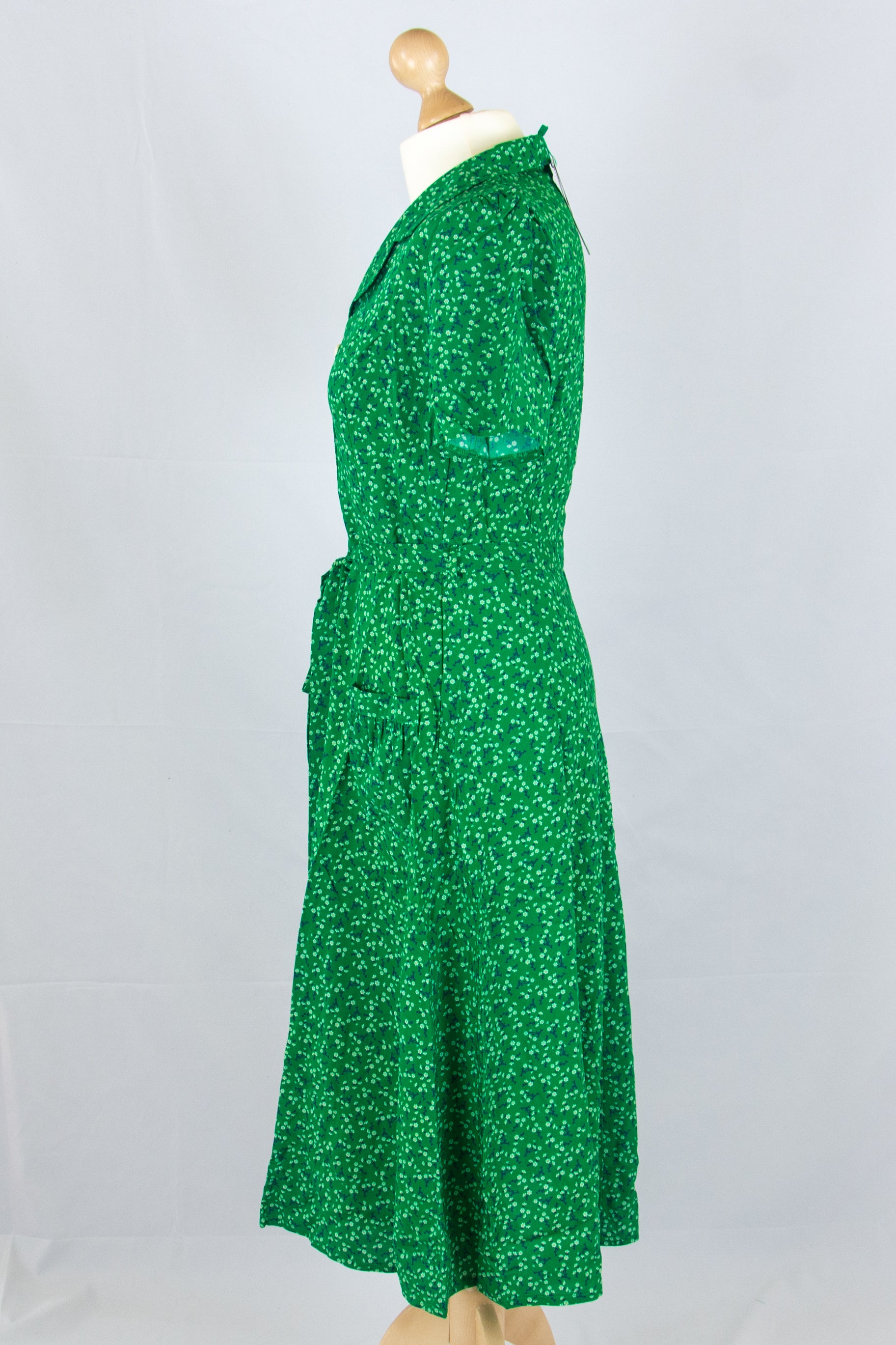 Revers Dress Midi Kamille Green, Bloemen