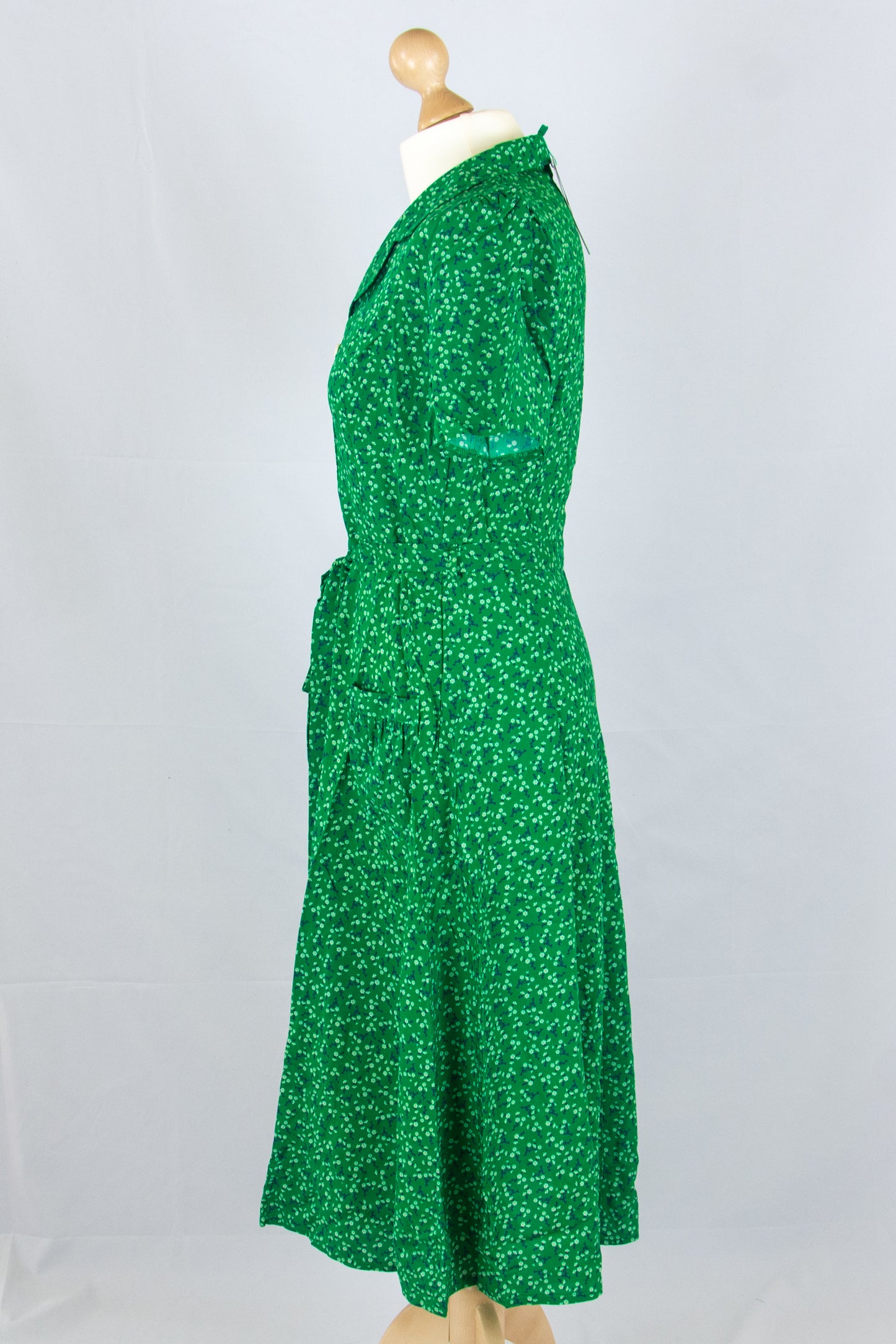 Revers Dress Midi Kamille Green, Bloemen