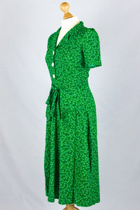 Revers Dress Midi Kamille Green, Bloemen
