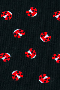 Jersey 'Ladybug Dots', Marienkäfer auf schwarz  (Preis pro halben Meter)