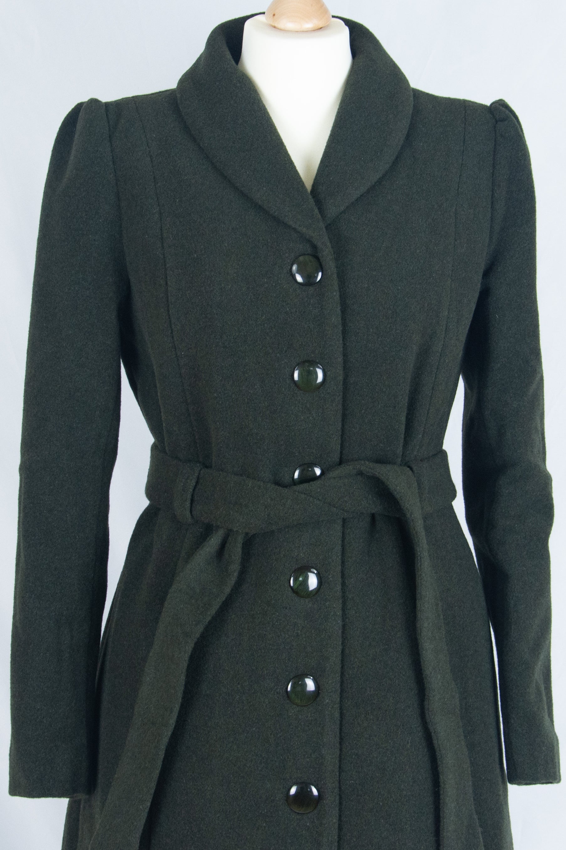 Wool Long Coat, Bottle Green