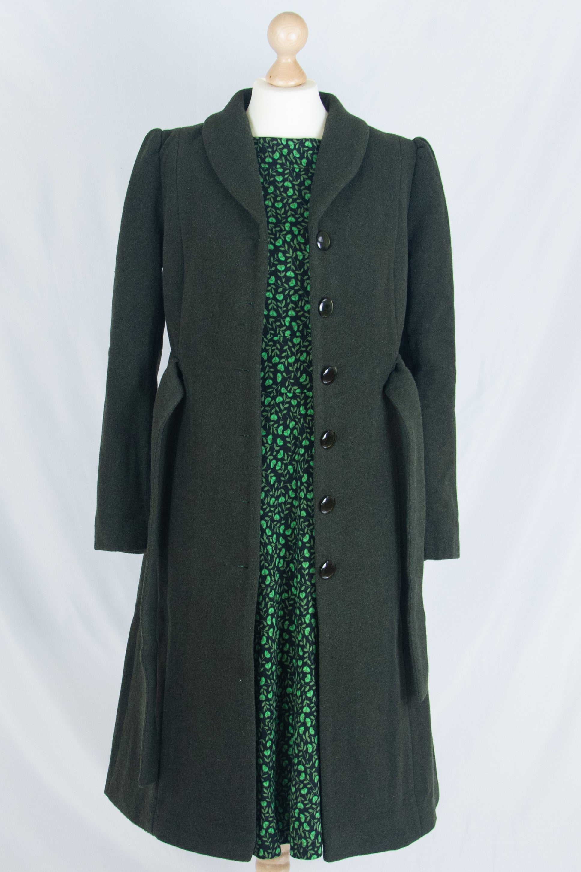 Wool Long Coat, Bottle Green