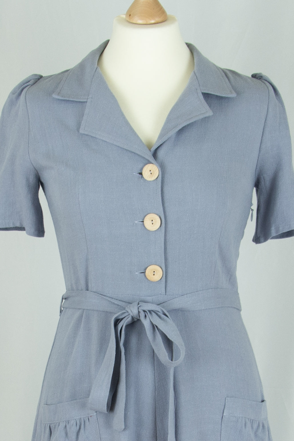 Revers Dress Midi Linnen, Lavender