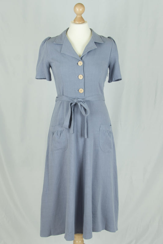 Revers Dress Midi Linnen, Lavender