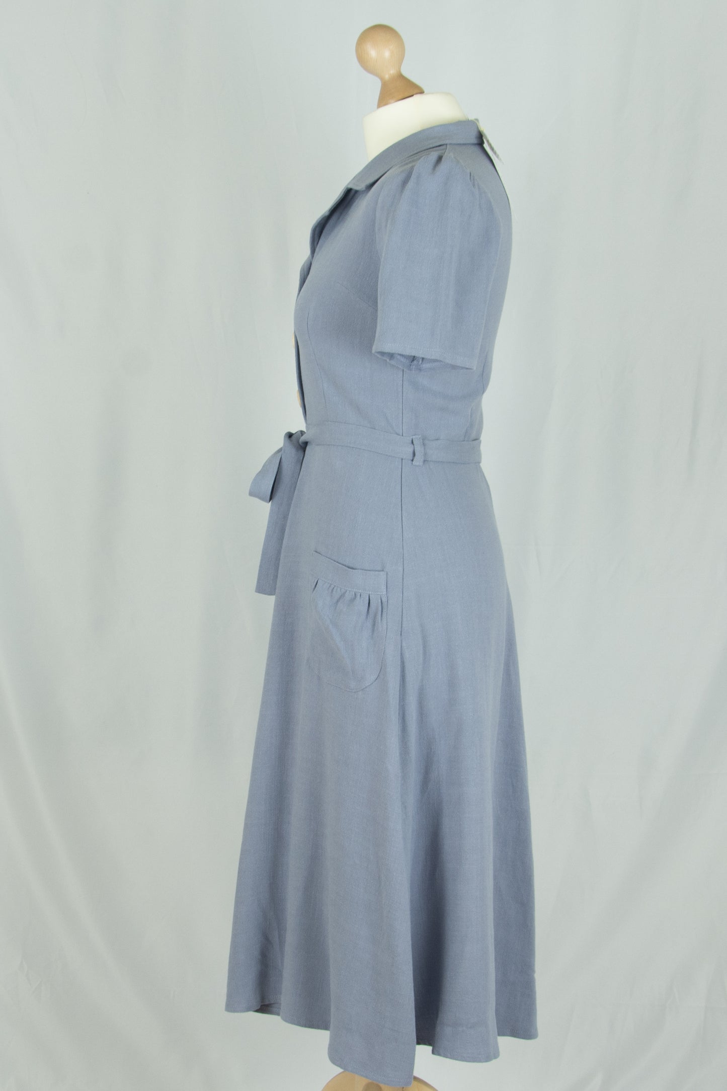 Revers Dress Midi Linnen, Lavender