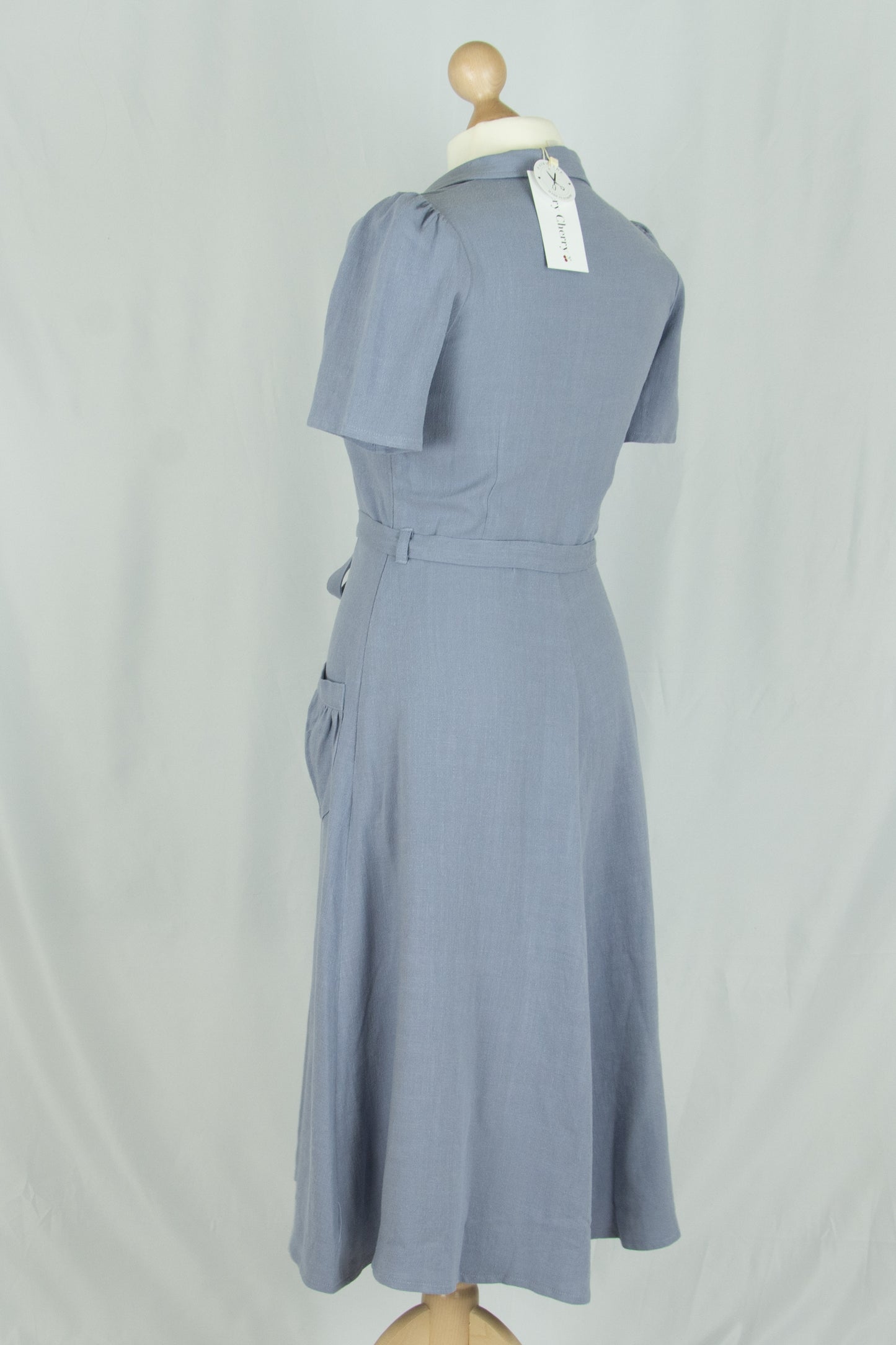 Revers Dress Midi Linnen, Lavender