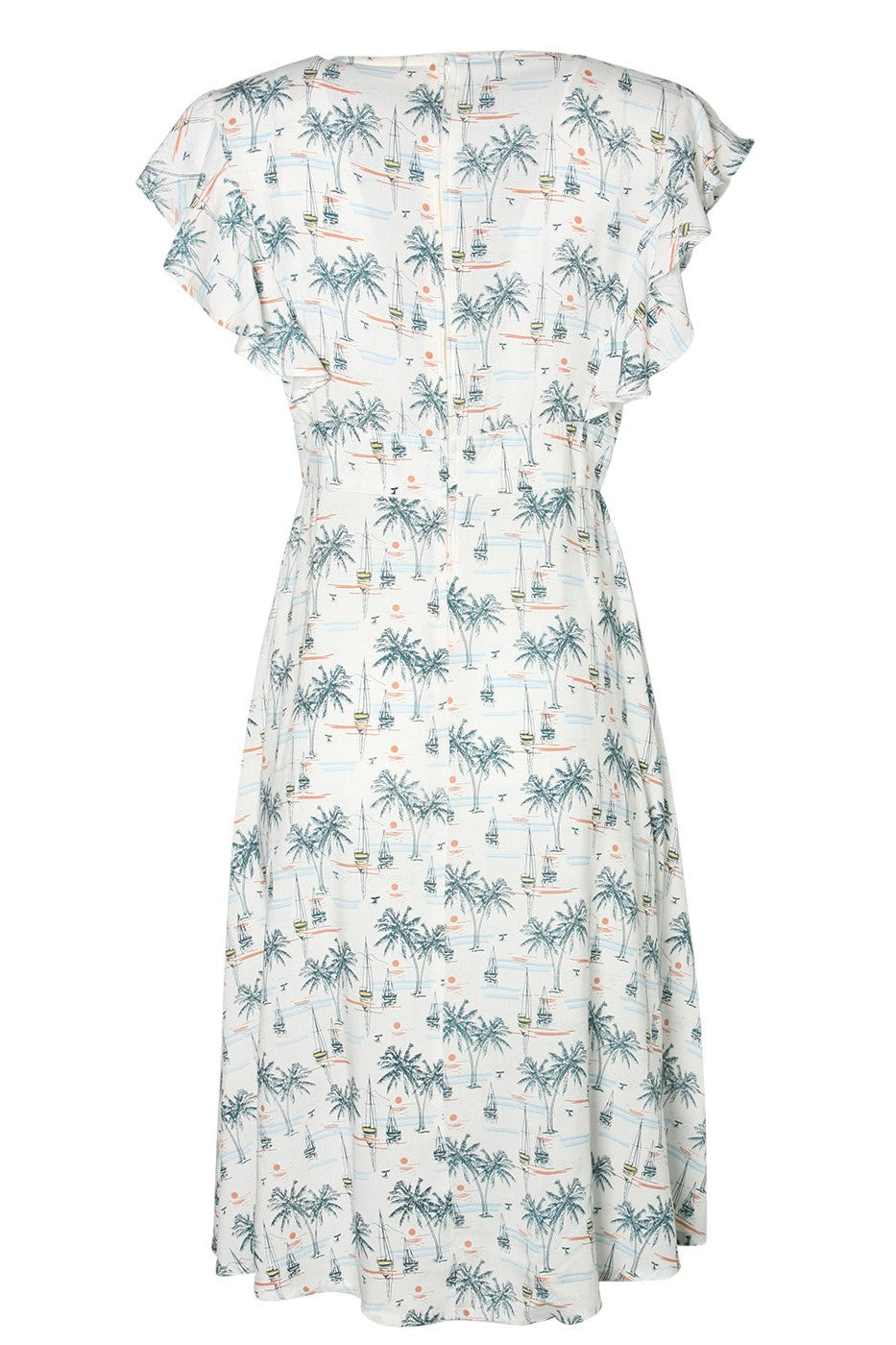tailliertes Kleid Flügelärmel, Palm