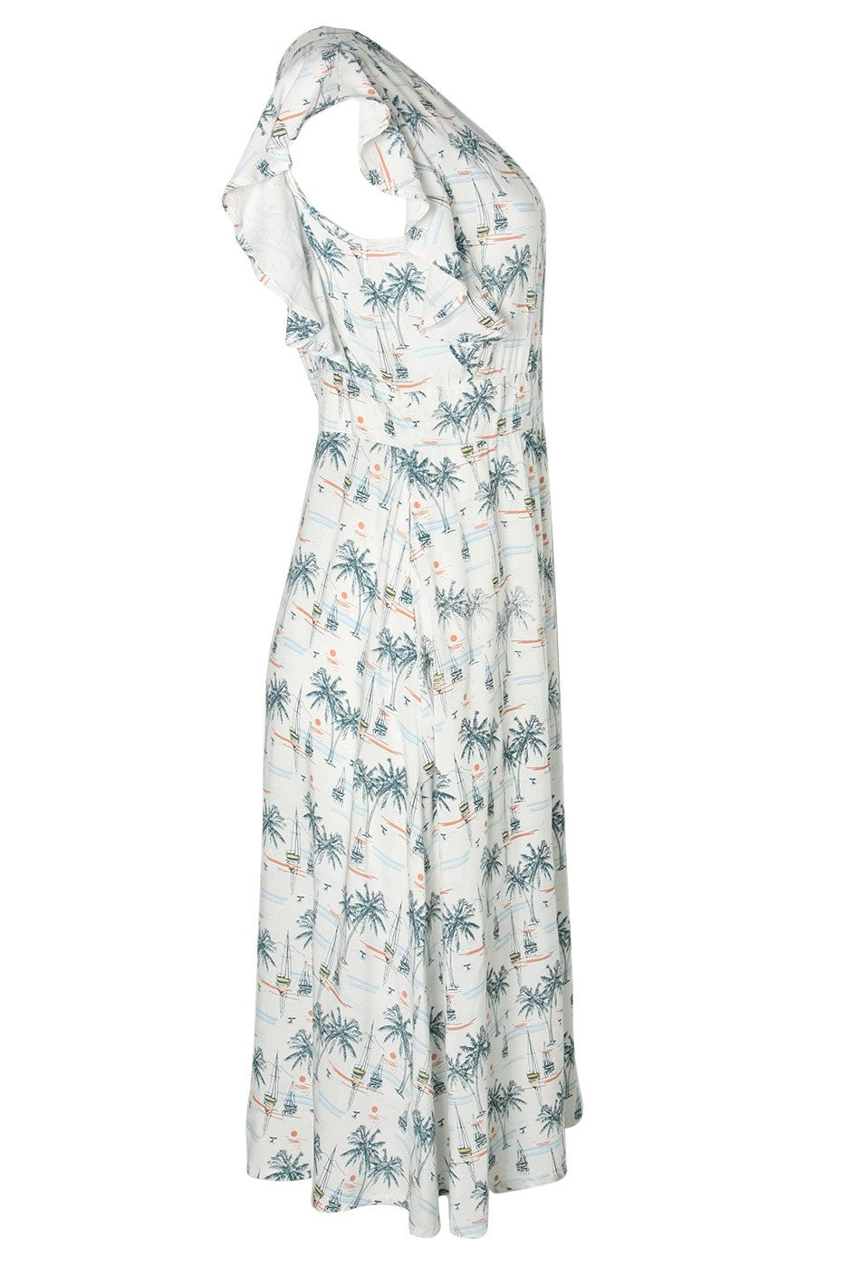 tailliertes Kleid Flügelärmel, Palm