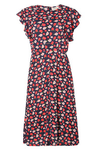 tailliertes Kleid Flügelärmel, Rose
