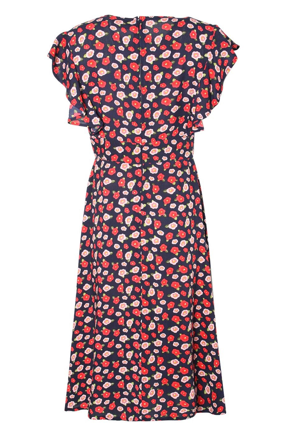 tailliertes Kleid Flügelärmel, Rose