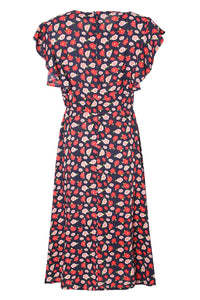tailliertes Kleid Flügelärmel, Rose