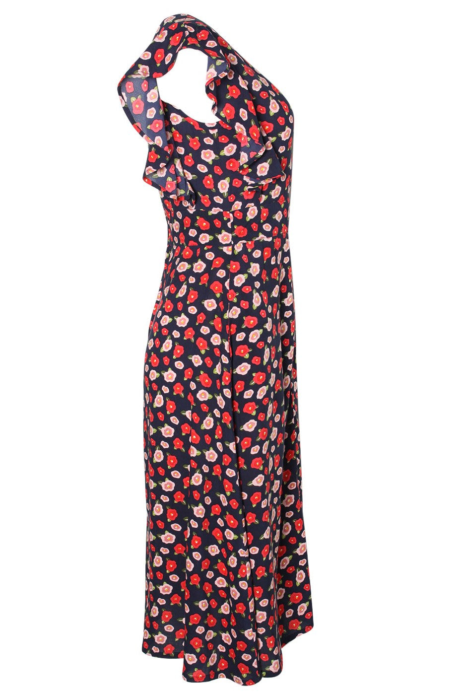 tailliertes Kleid Flügelärmel, Rose
