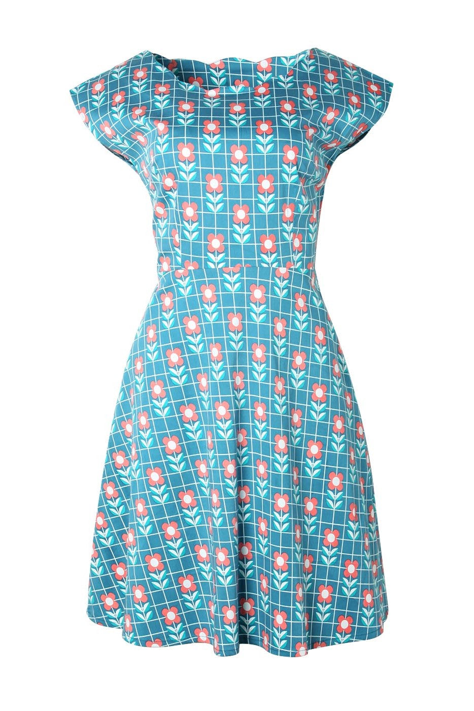 Kleid mit Retrocharme, Floral Grid