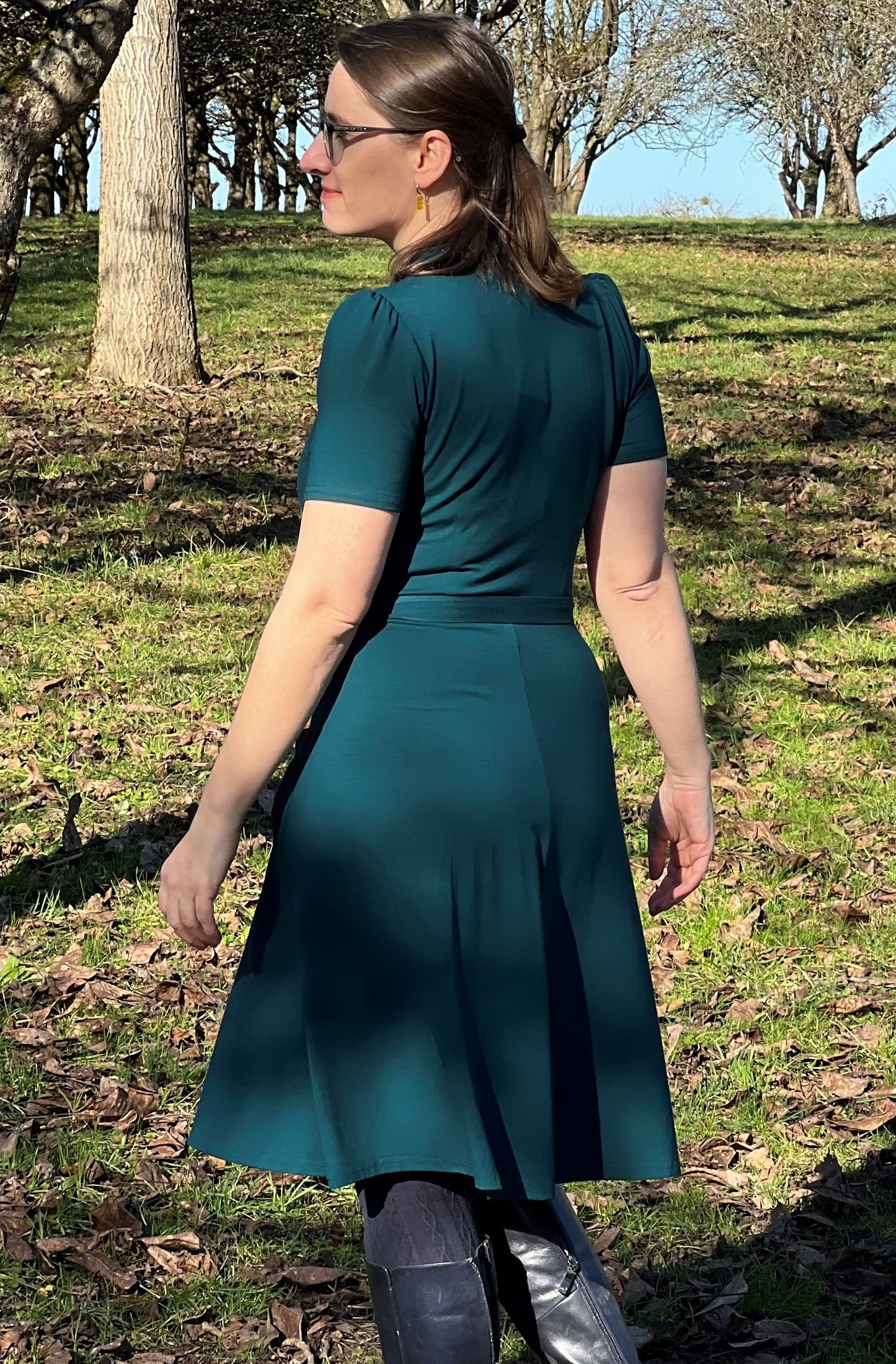 Revers Dress Tricot Deluxe, Petrolgrün