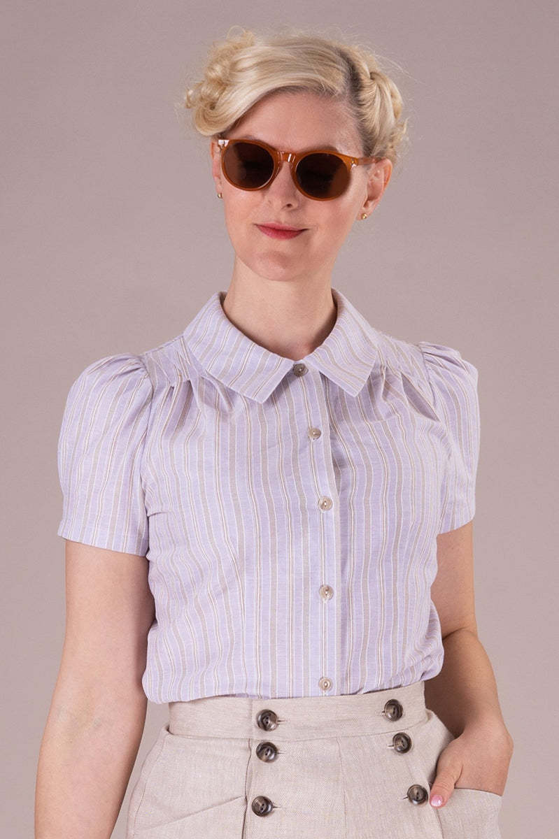 That Same Old Favorite Blouse, Lilac textured stripe